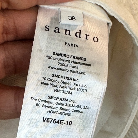 Sandro Kimmy Off White/Cream Textured Feminine Lady Jacket/Blazer, Size 38/2 - Picture 5 of 11